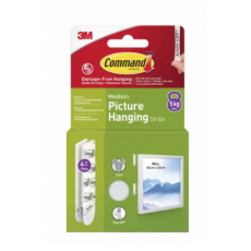3M Command™ Medium Picture Hanging Strips 5kg, 4 Pairs (8 Strips) - White 3M Command™ Medium Picture Hanging Strips 5kg, 4 Pairs (8 Strips) - White